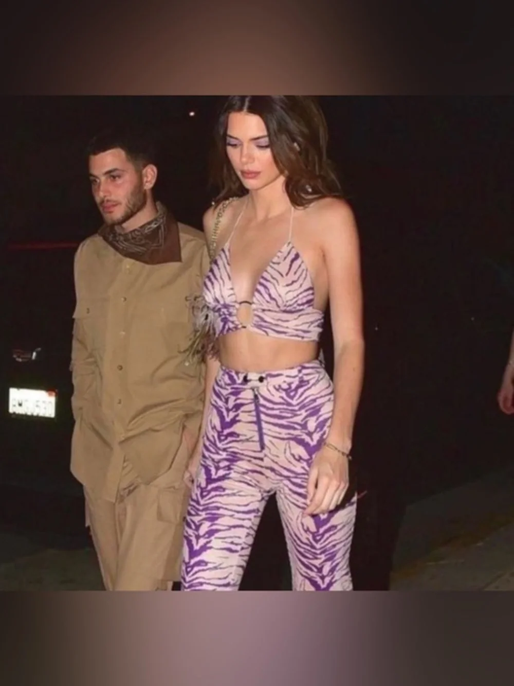 I.AM.GIA Kiki Crop Top Purple Zebra‎ Halter Open Back Medium